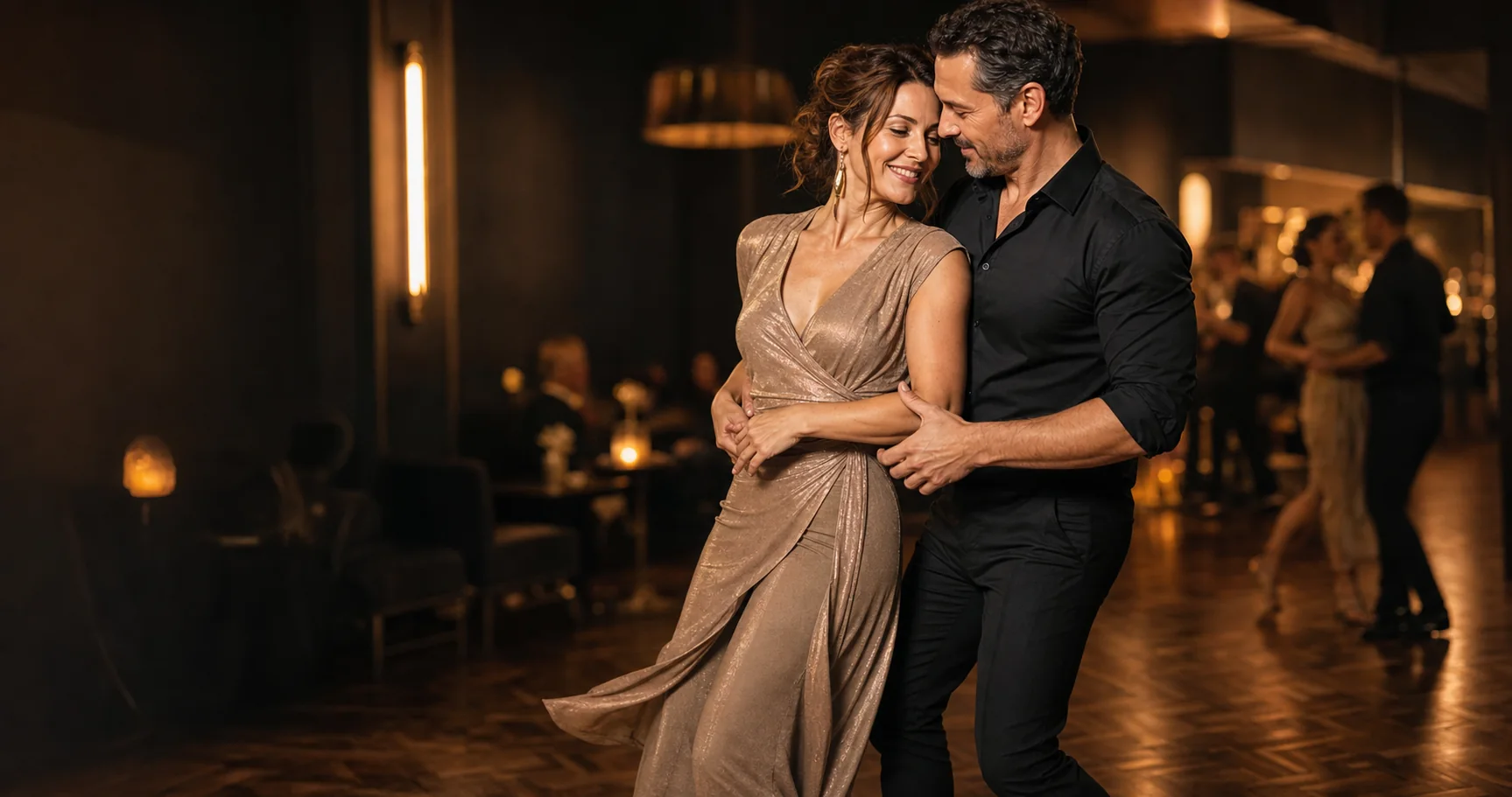 Európai pár bachata tánc közben